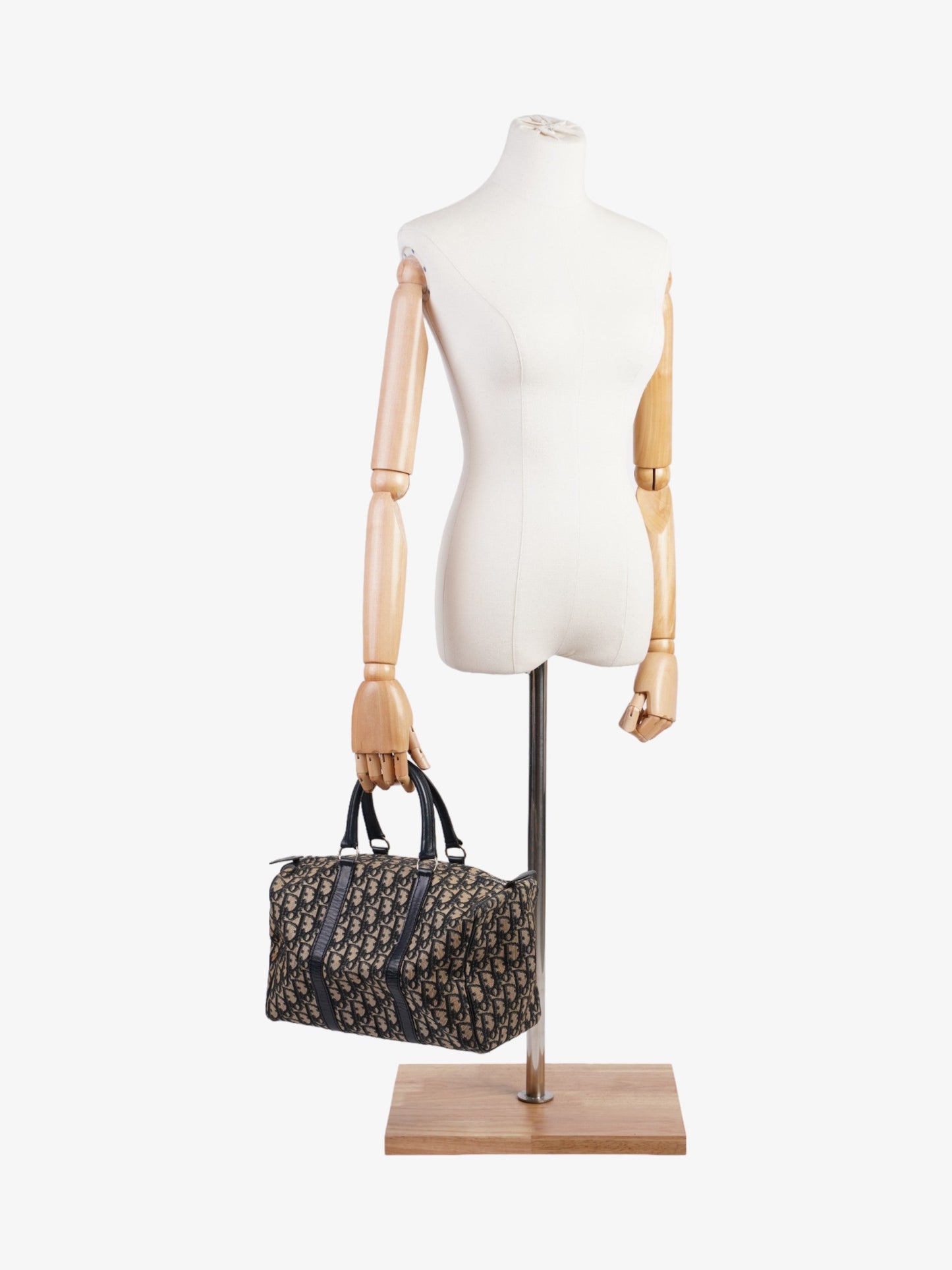 Christian Dior Boston Bag Navy Blue Canvas