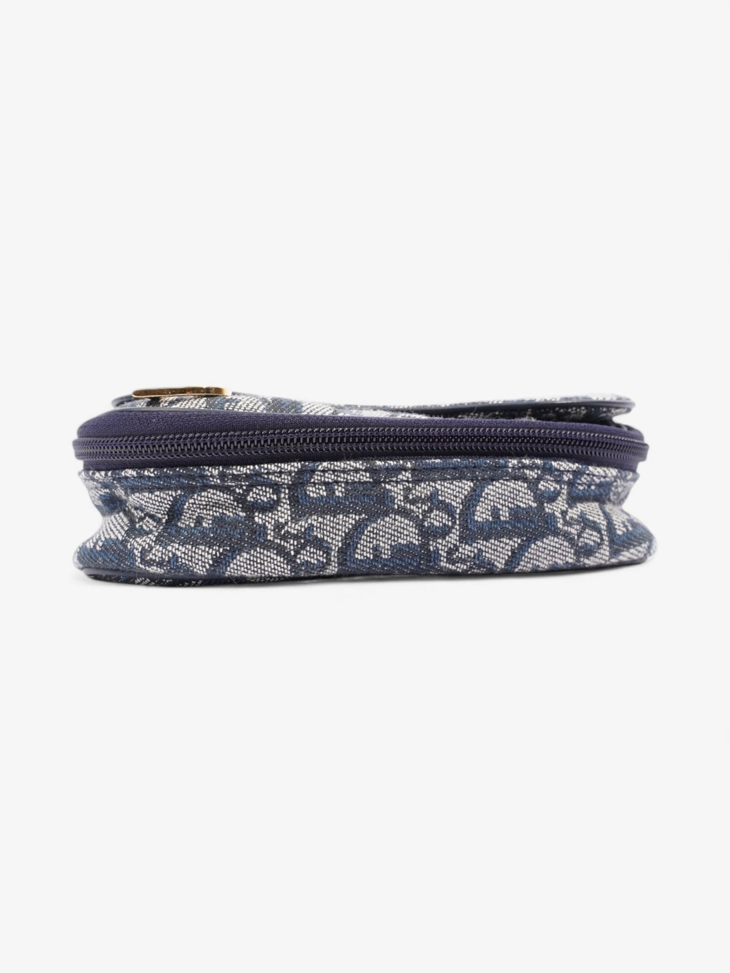 Christian Dior Trotter Saddle Pouch Blue Oblique Cotton