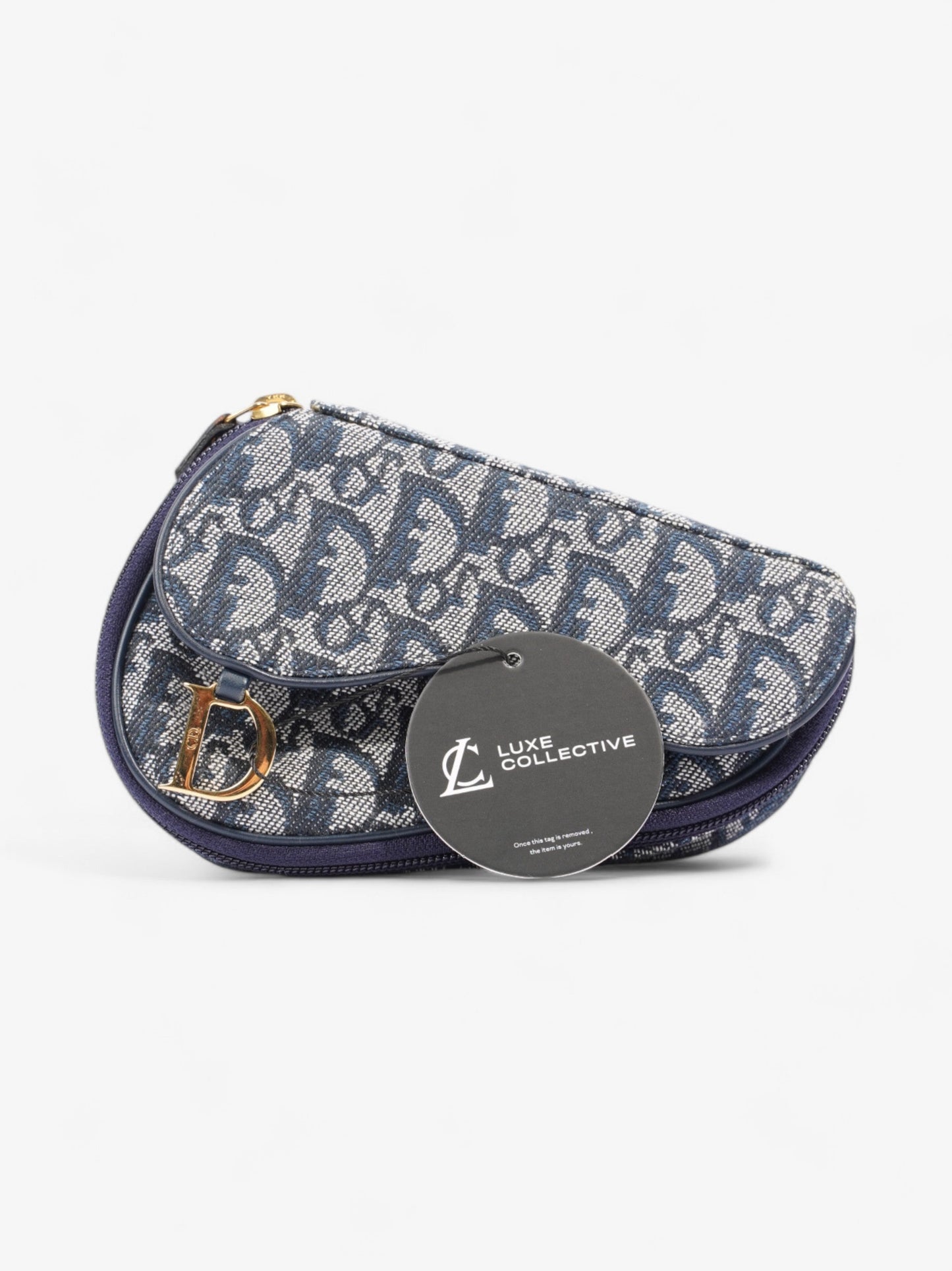 Christian Dior Trotter Saddle Pouch Blue Oblique Cotton