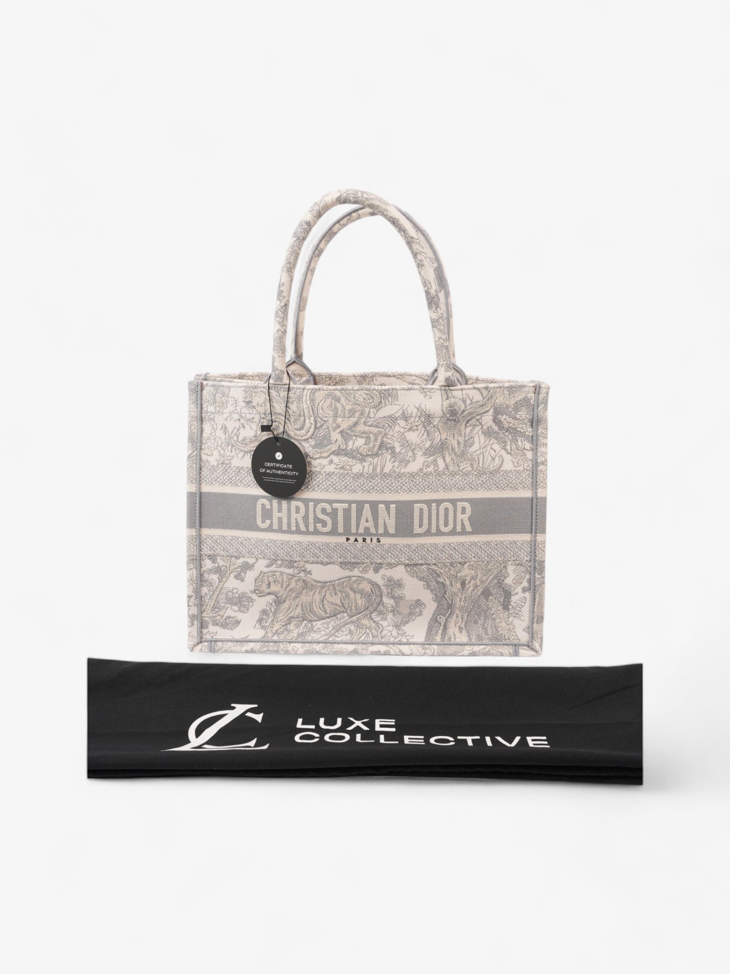 Christian Dior Book Tote Grey Oblique / White Cotton Medium