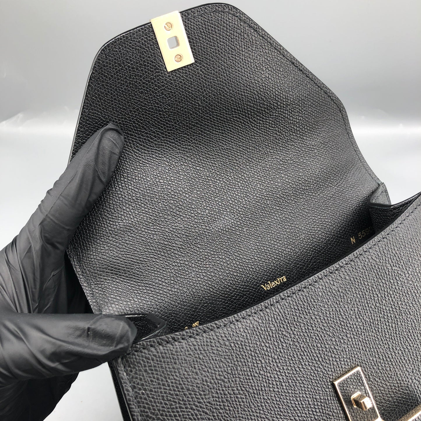 Valextra Iside Black Grained Calfskin Handbag
