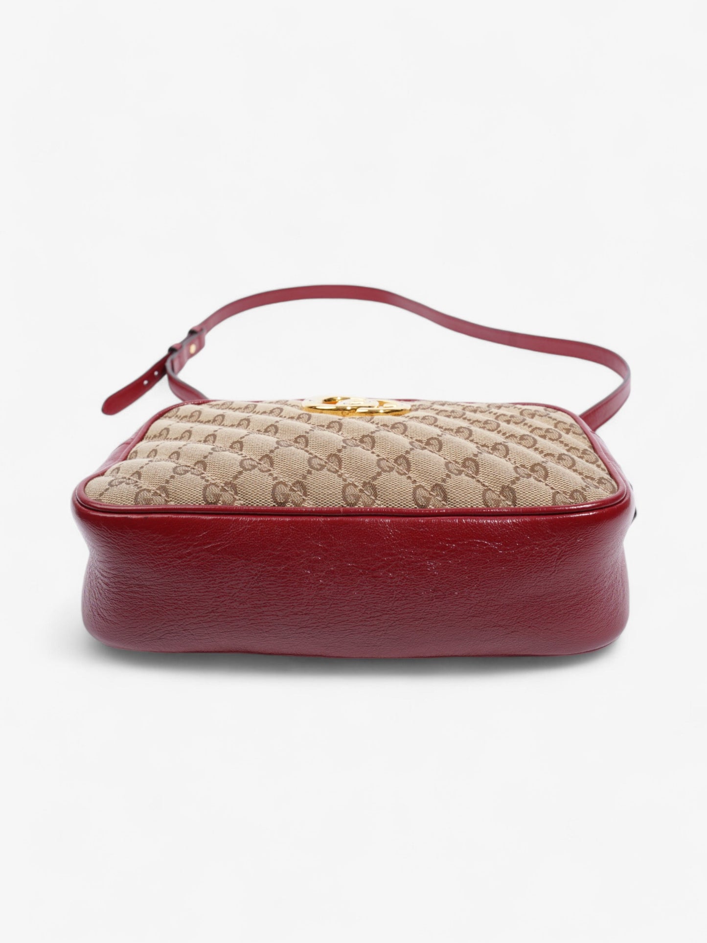 Gucci Marmont Chain Shoulder Beige / Red Canvas Small