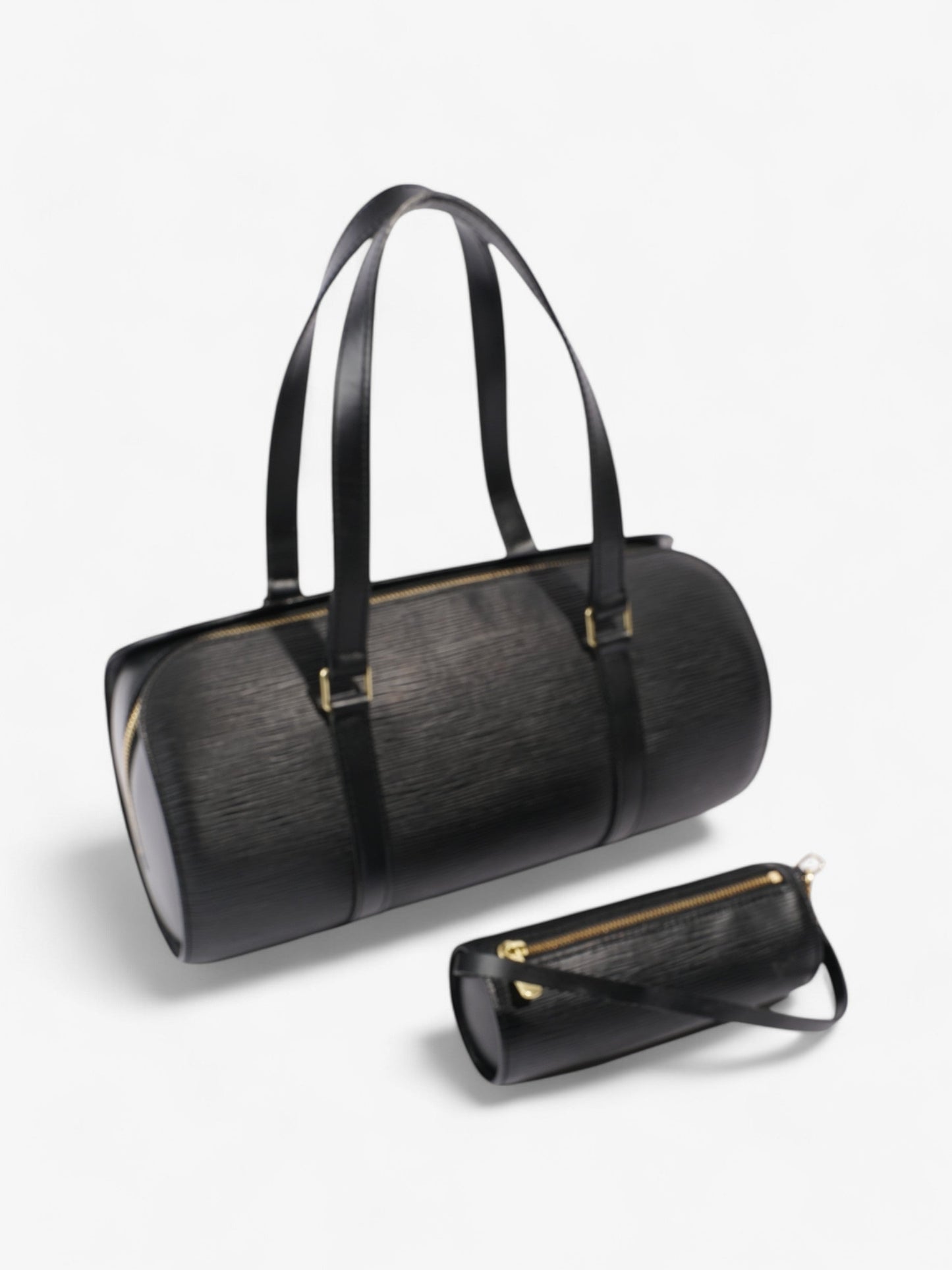 Louis Vuitton Soufflot w/ Pouch Black Calfskin Leather