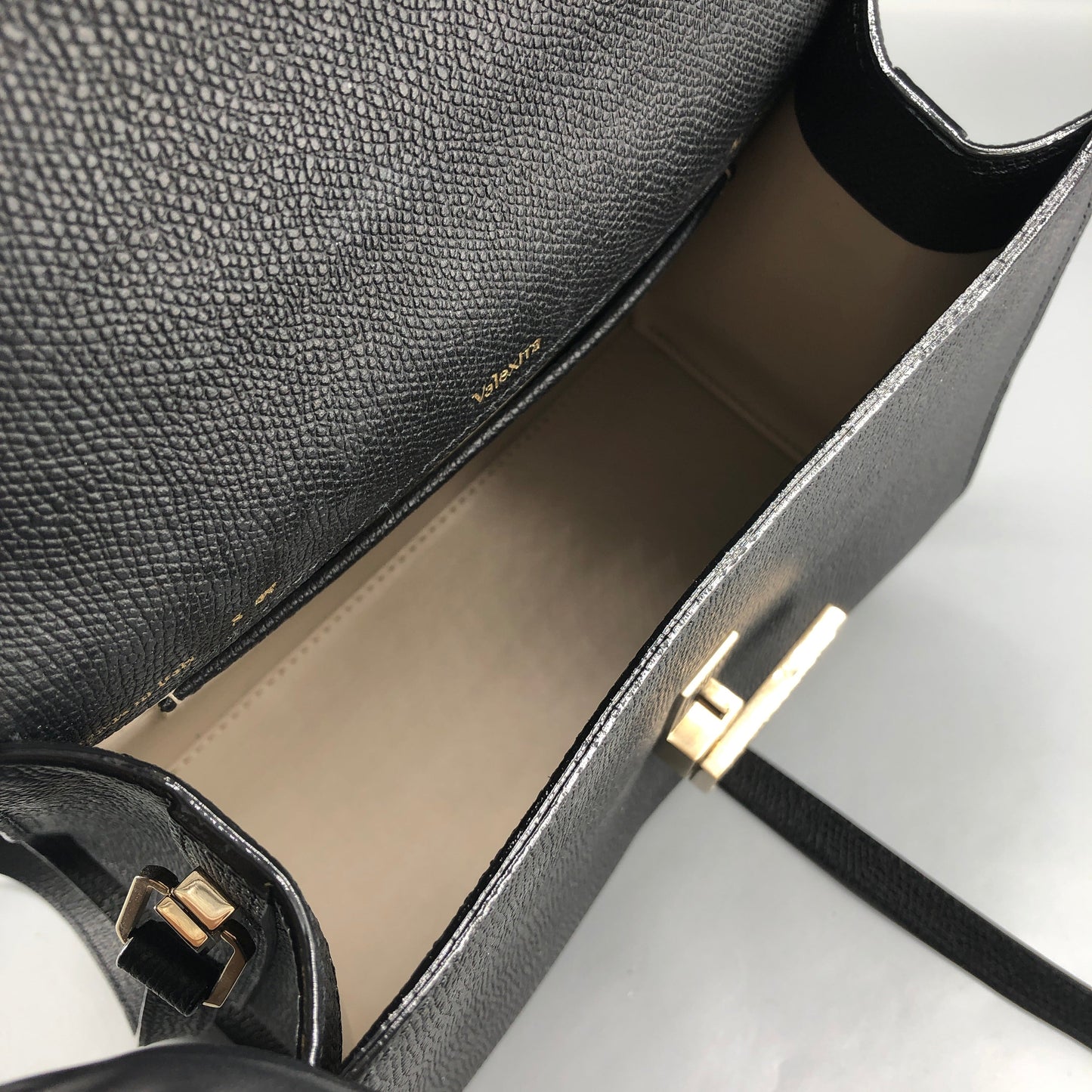 Valextra Iside Black Grained Calfskin Handbag