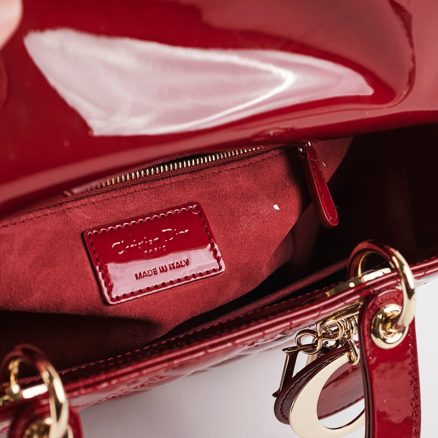 Christian Dior Lady Dior Medium Red Patent