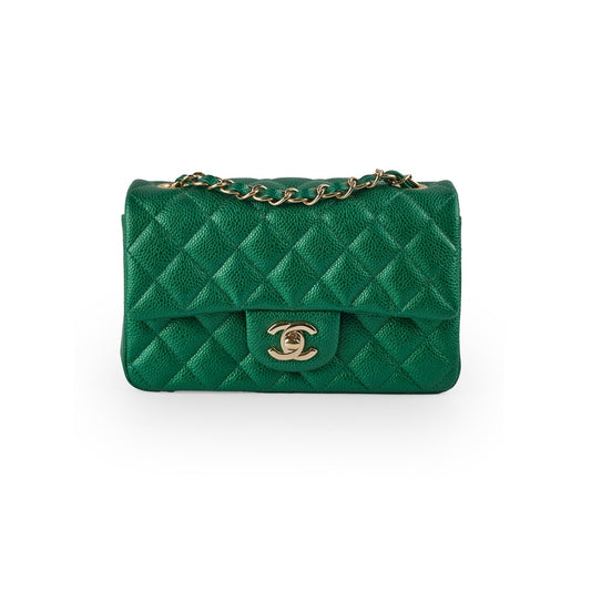 Chanel Caviar Mini Rectangular Emerald Green 18S