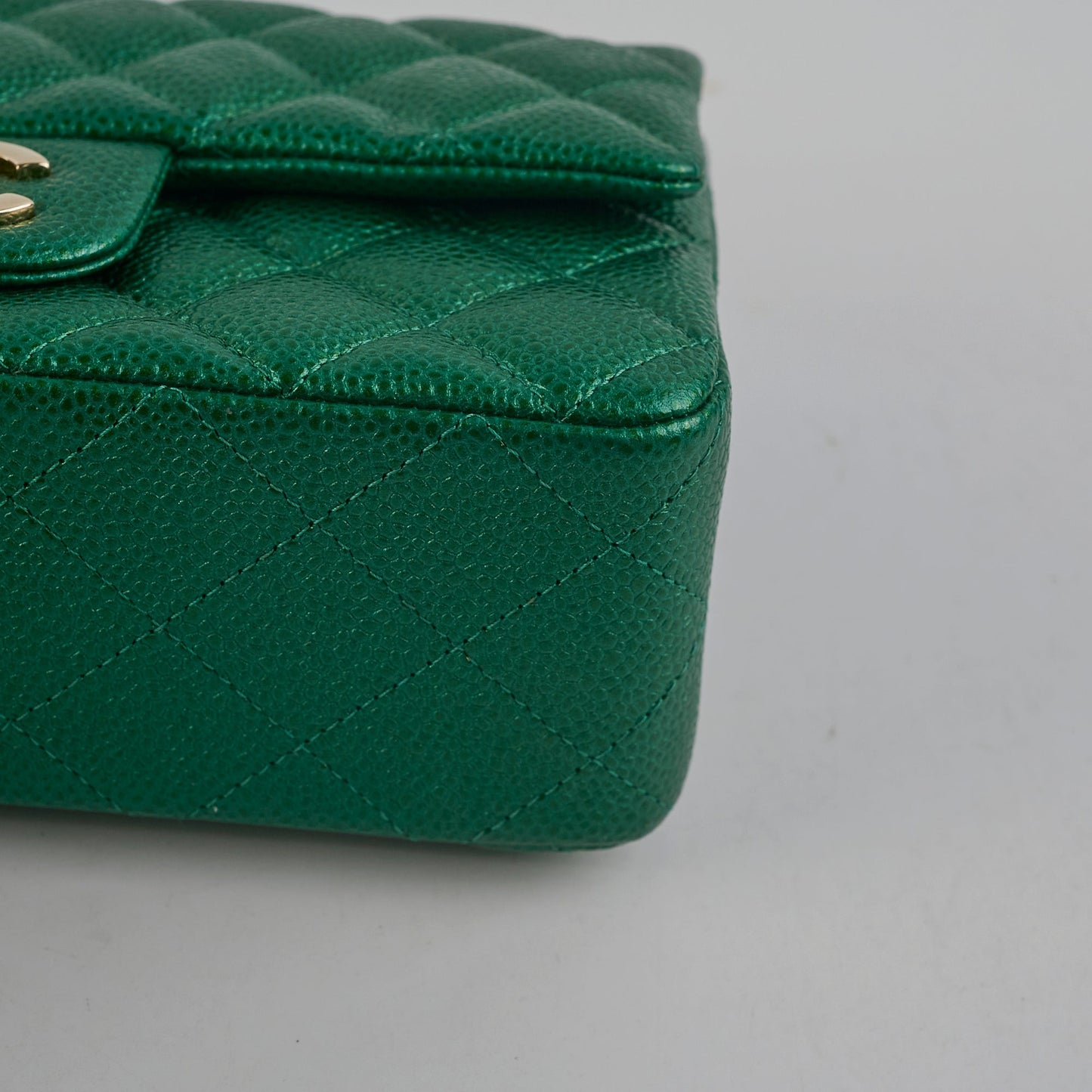 Chanel Caviar Mini Rectangular Emerald Green 18S