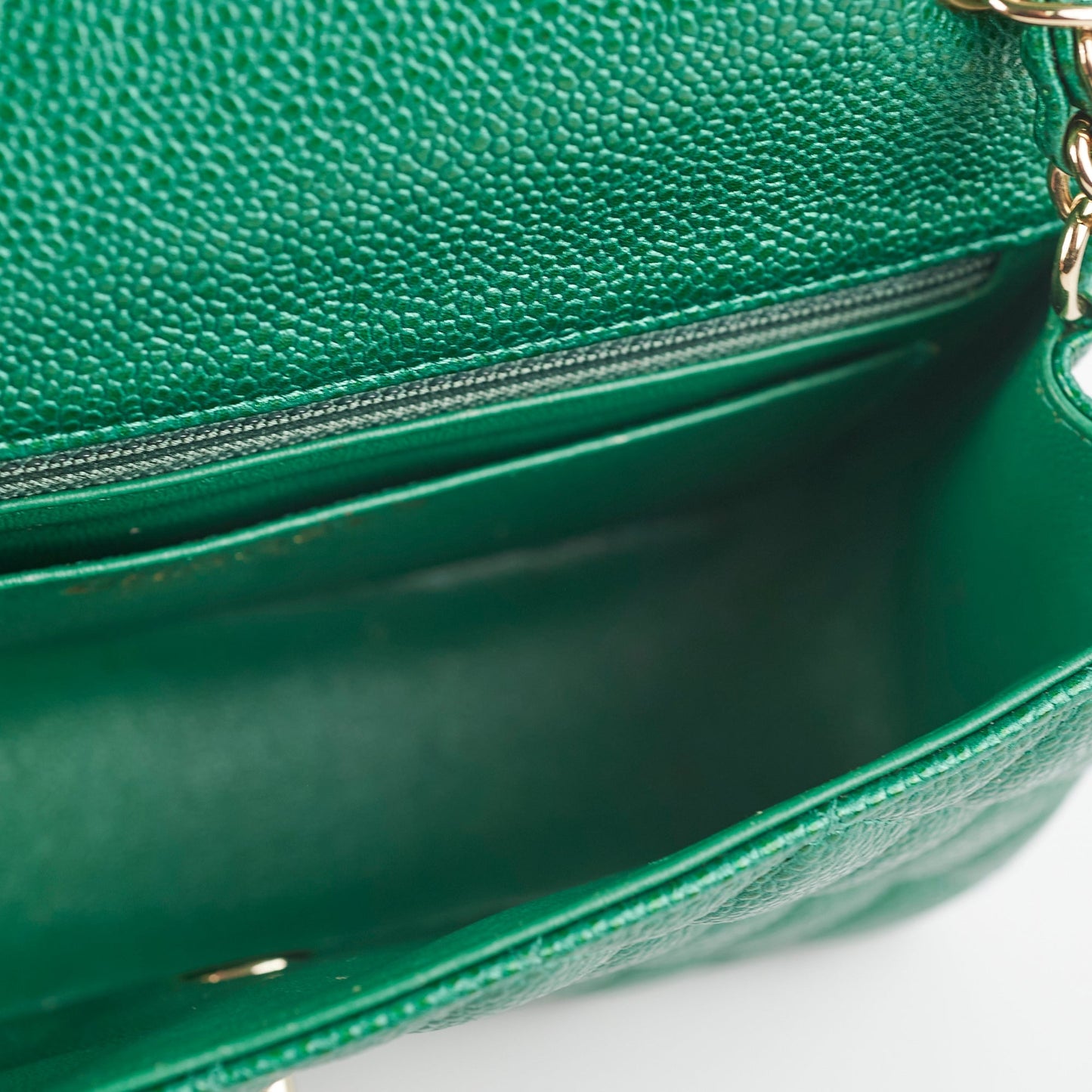 Chanel Caviar Mini Rectangular Emerald Green 18S