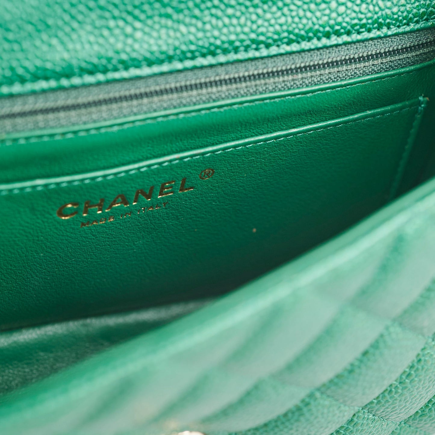 Chanel Caviar Mini Rectangular Emerald Green 18S