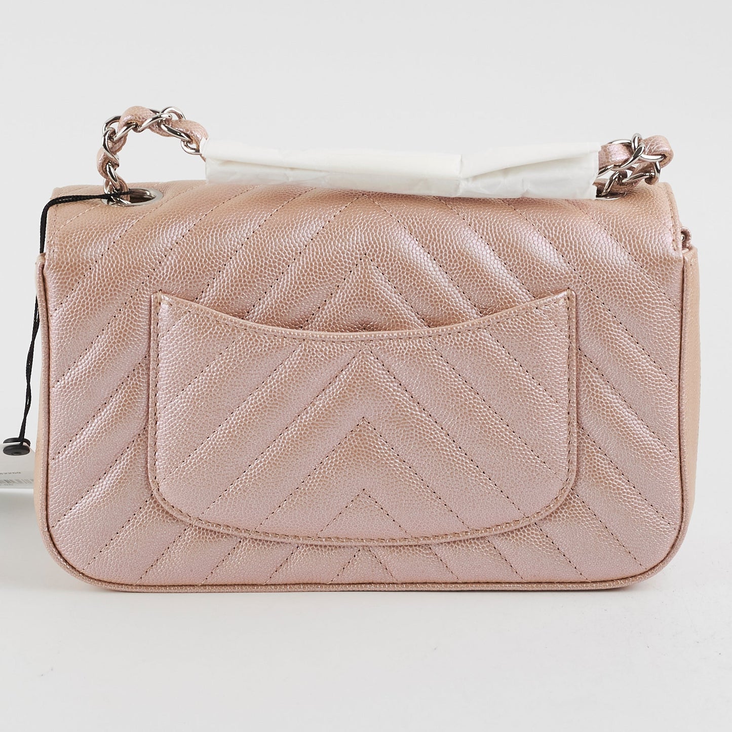 Chanel Mini Rectangular Chevron Caviar Rose Gold Iridescent