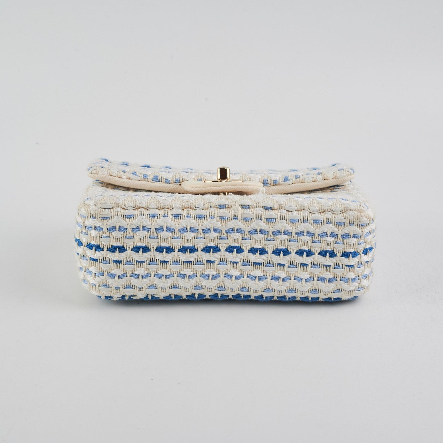 Chanel Mini Rectangular Tweed Flap Blue/White