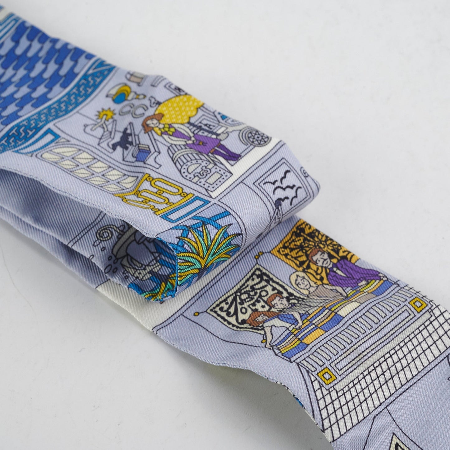 Hermes Silk Twilly Blue/Yellow