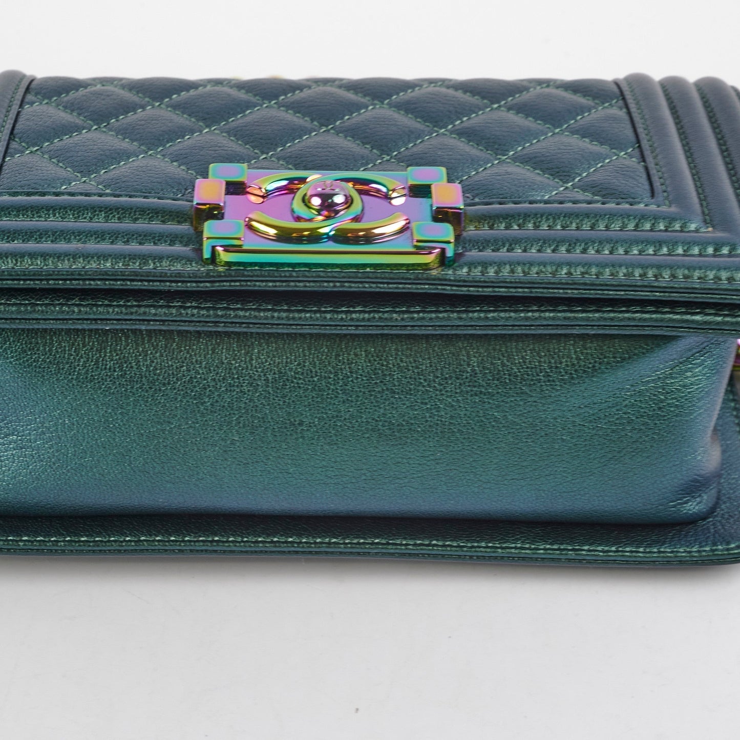 Chanel Small Iridescent Green Goatskin Boy