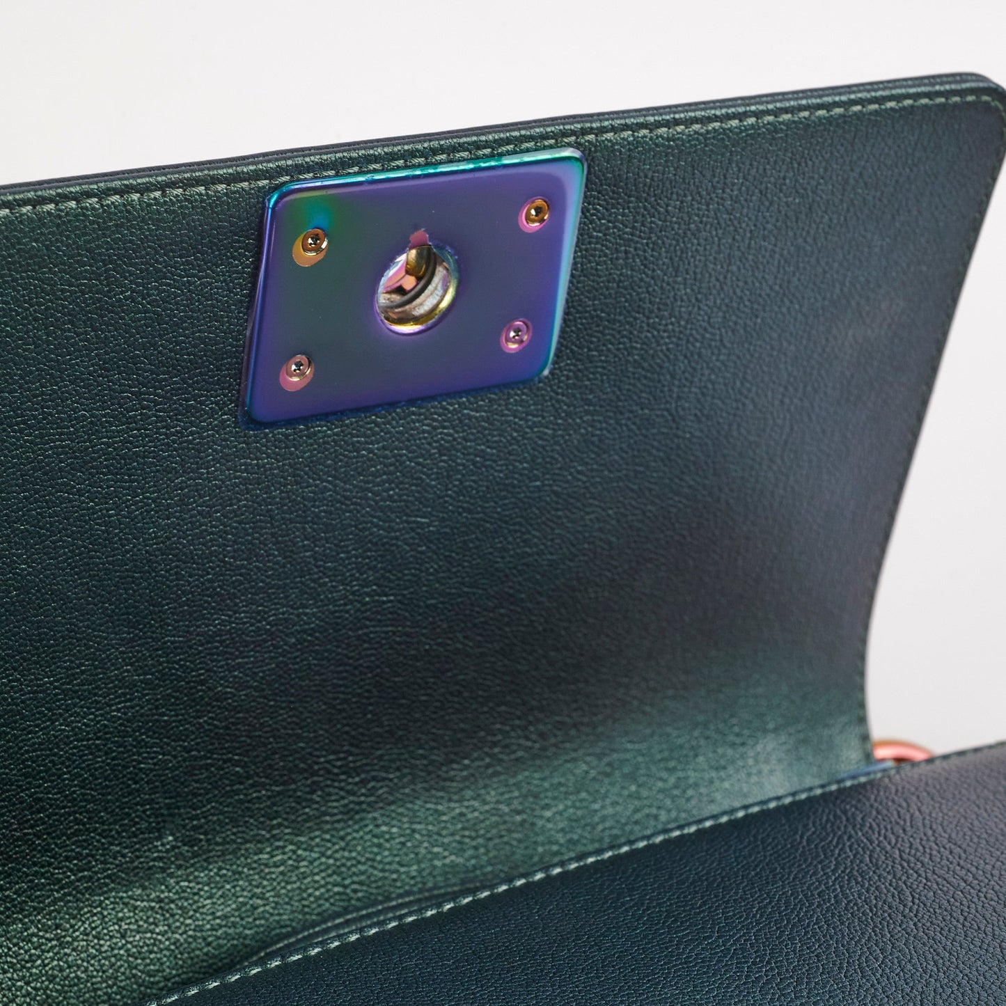 Chanel Small Iridescent Green Goatskin Boy