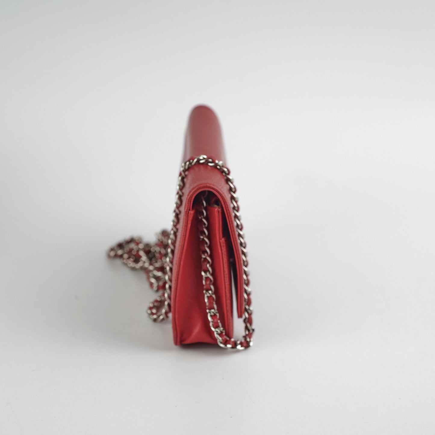 Chanel Coco Mark Caviar Red Wallet On Chain Woc