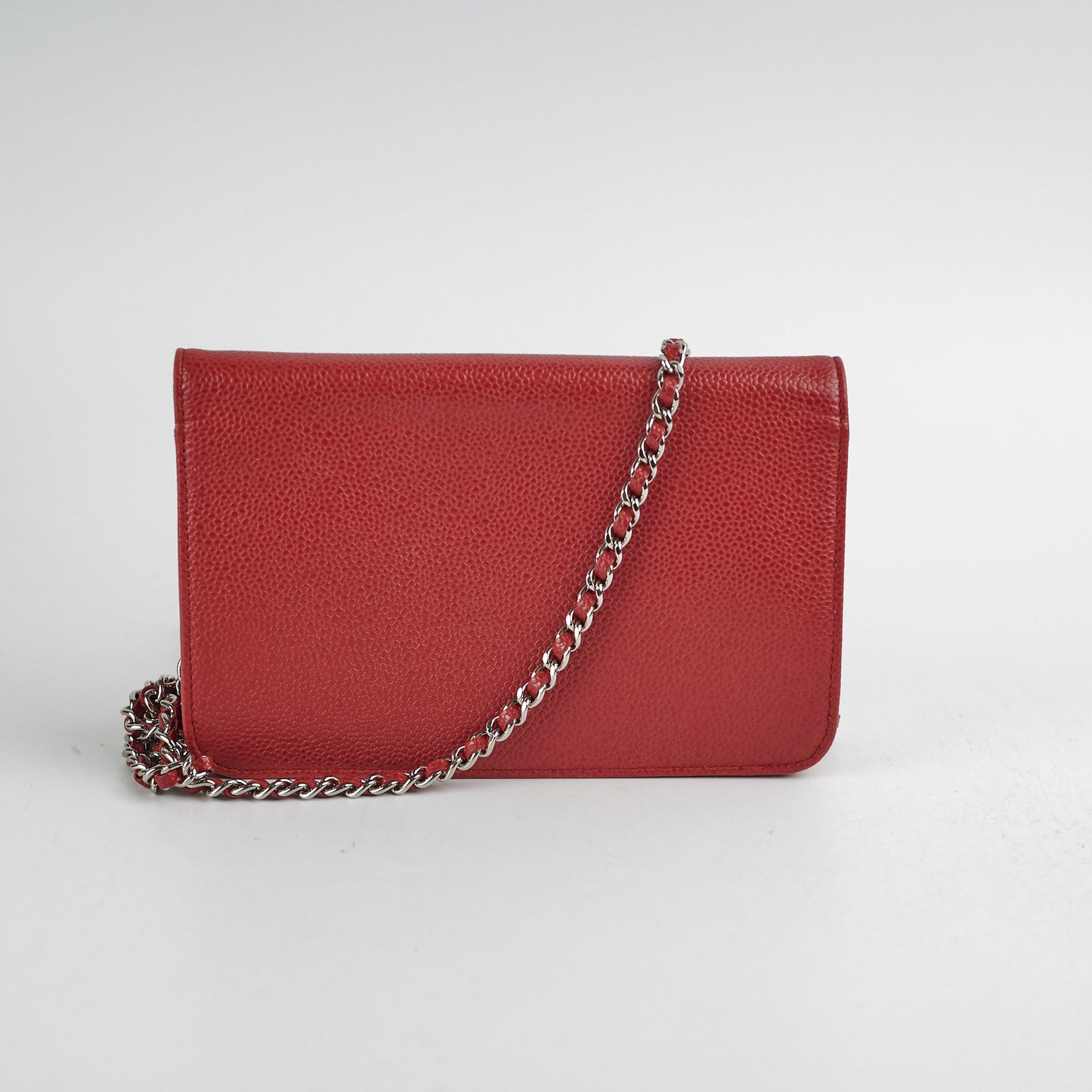 Chanel Coco Mark Caviar Red Wallet On Chain Woc