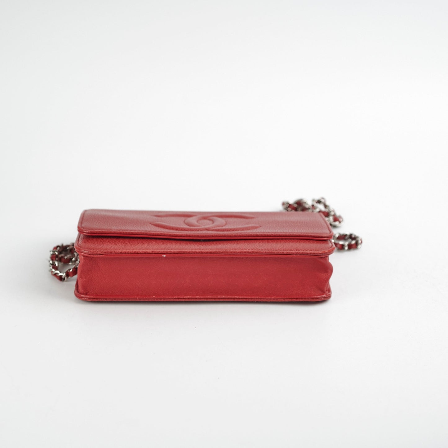 Chanel Coco Mark Caviar Red Wallet On Chain Woc