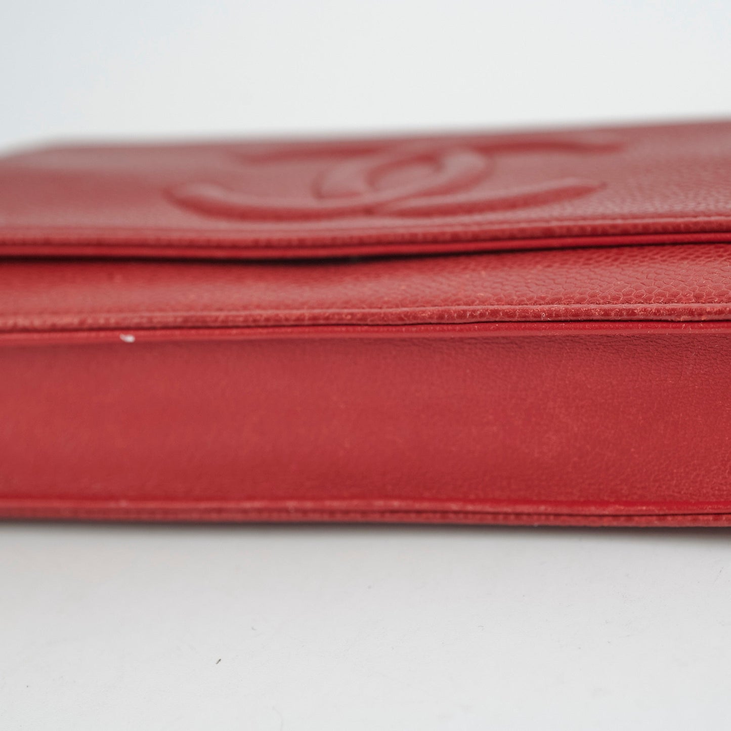 Chanel Coco Mark Caviar Red Wallet On Chain Woc