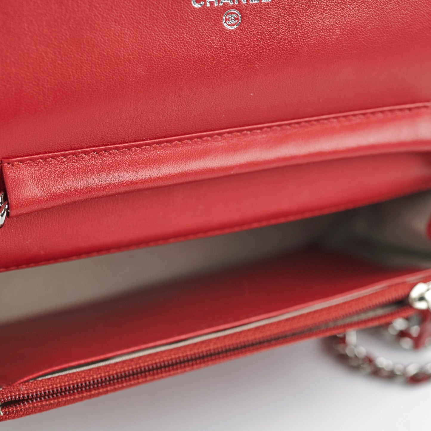 Chanel Coco Mark Caviar Red Wallet On Chain Woc