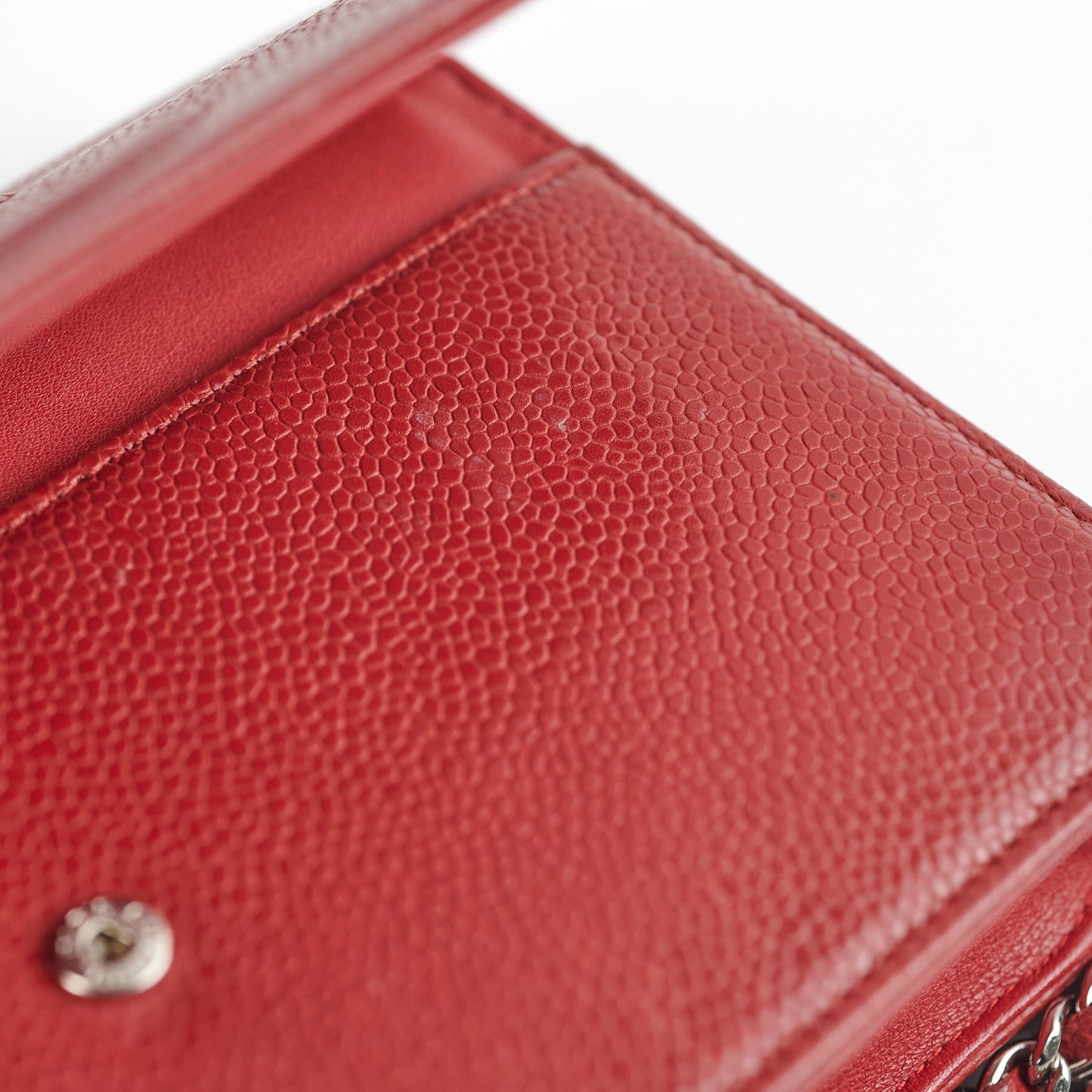 Chanel Coco Mark Caviar Red Wallet On Chain Woc