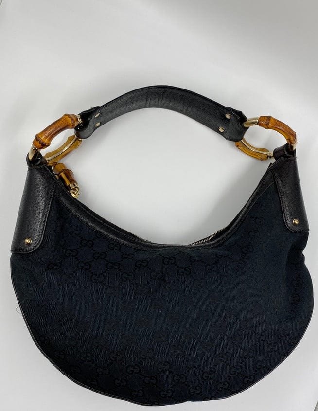 Gucci Bamboo Leather Canvas Shoulder Bag Style 5