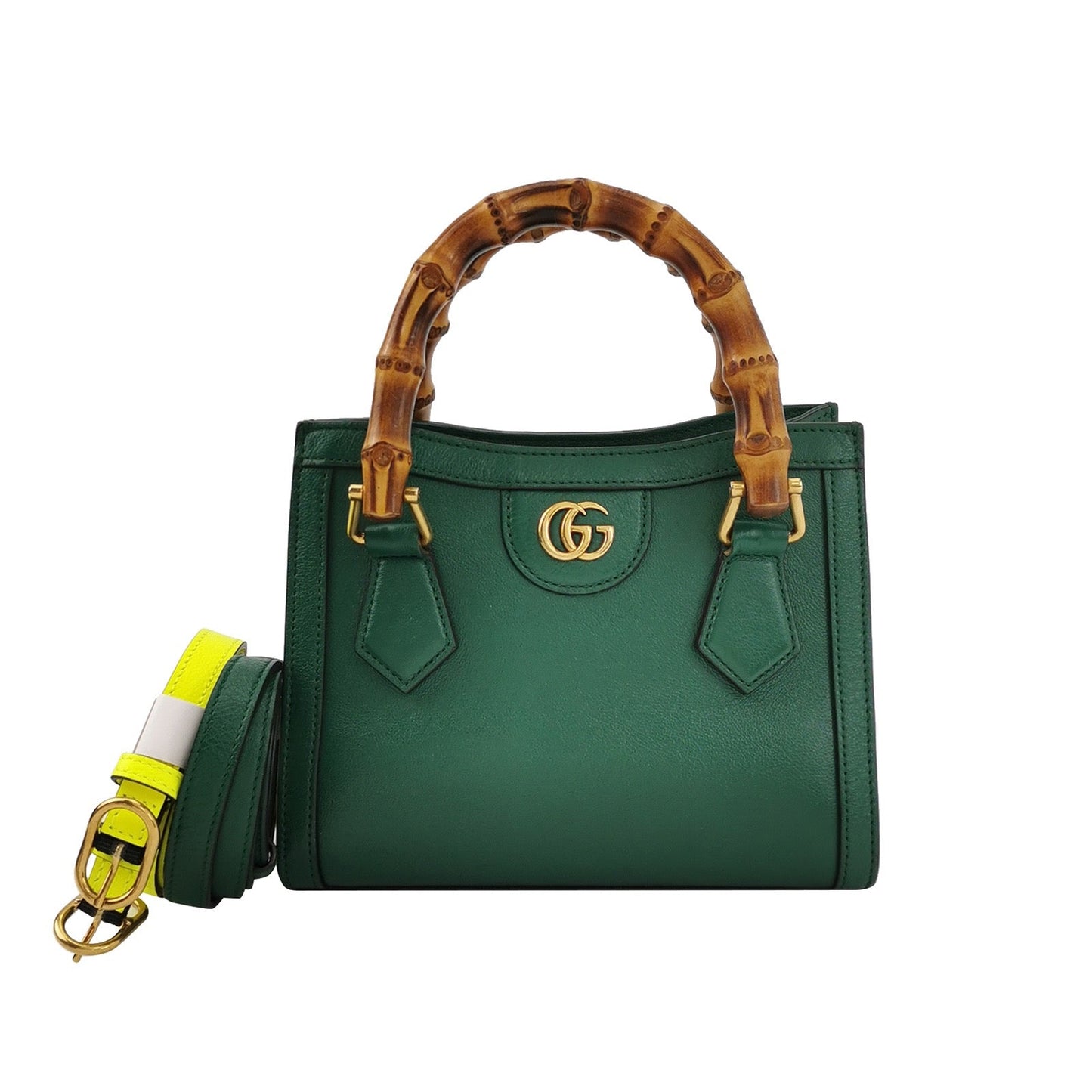 Gucci Diana Mini Green Leather Bag Bamboo Handle with Strap
