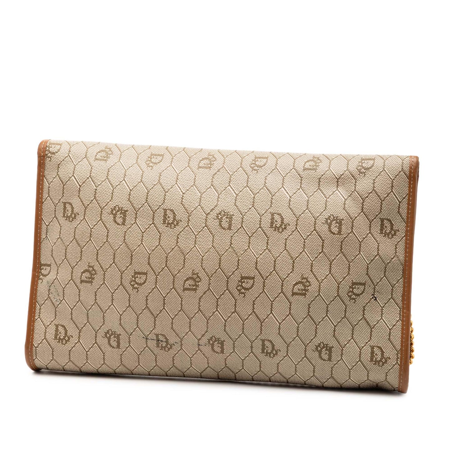 Brown Dior Honeycomb Coated Canvas Chain Shoulder Bag