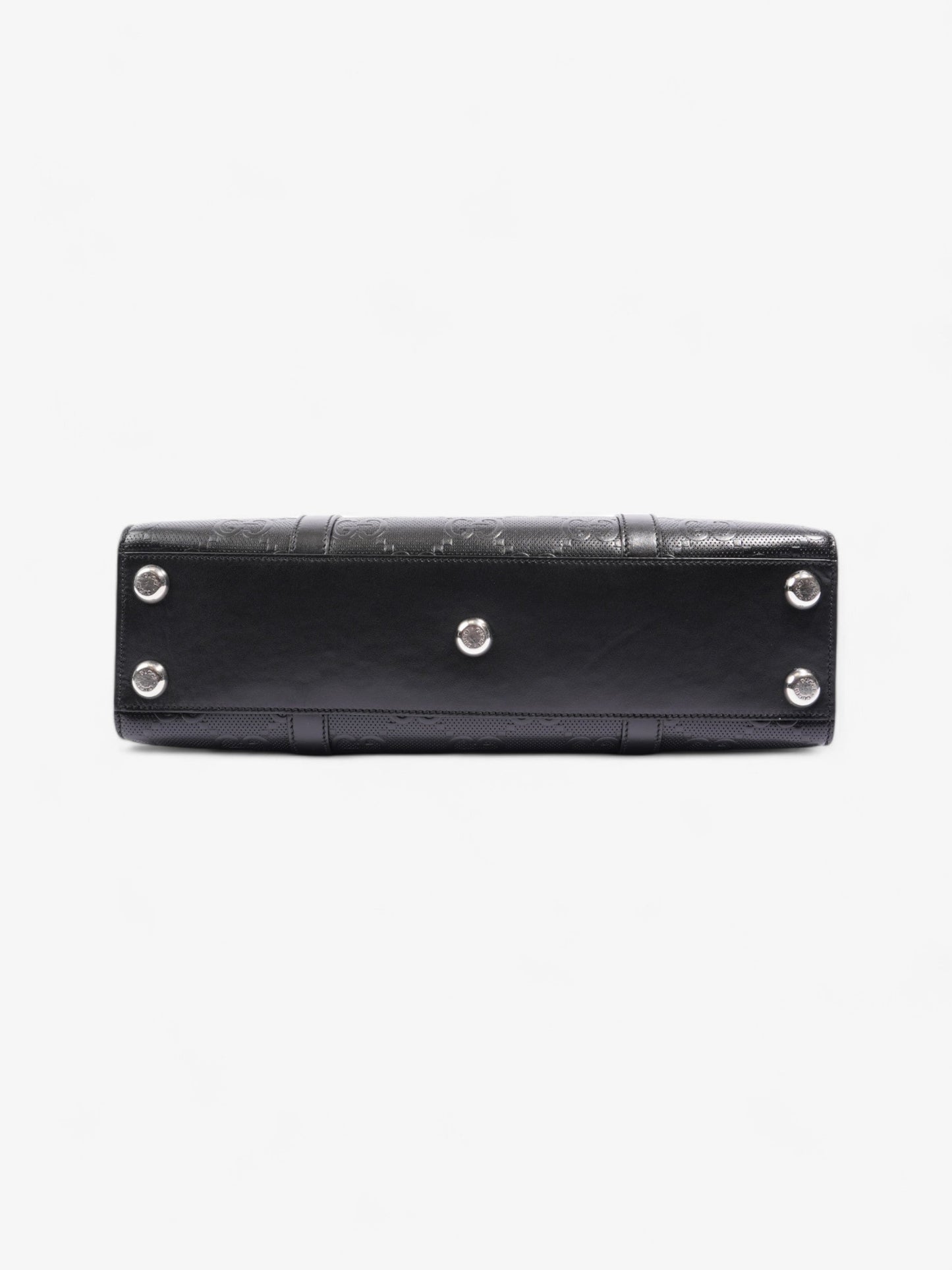 Gucci GG Tote Bag Black Embossed Leather Medium