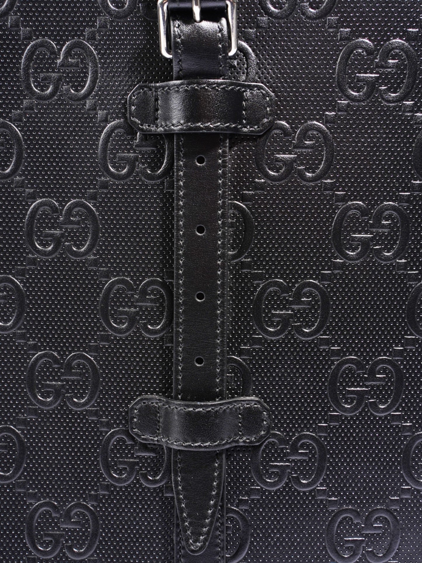 Gucci GG Tote Bag Black Embossed Leather Medium
