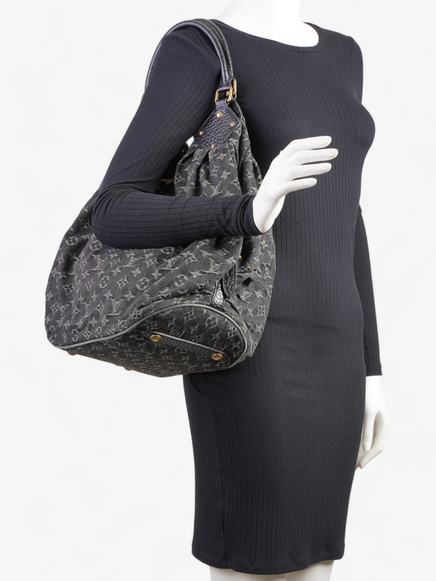 Louis Vuitton Mahina Bag Black Monogram Denim XL