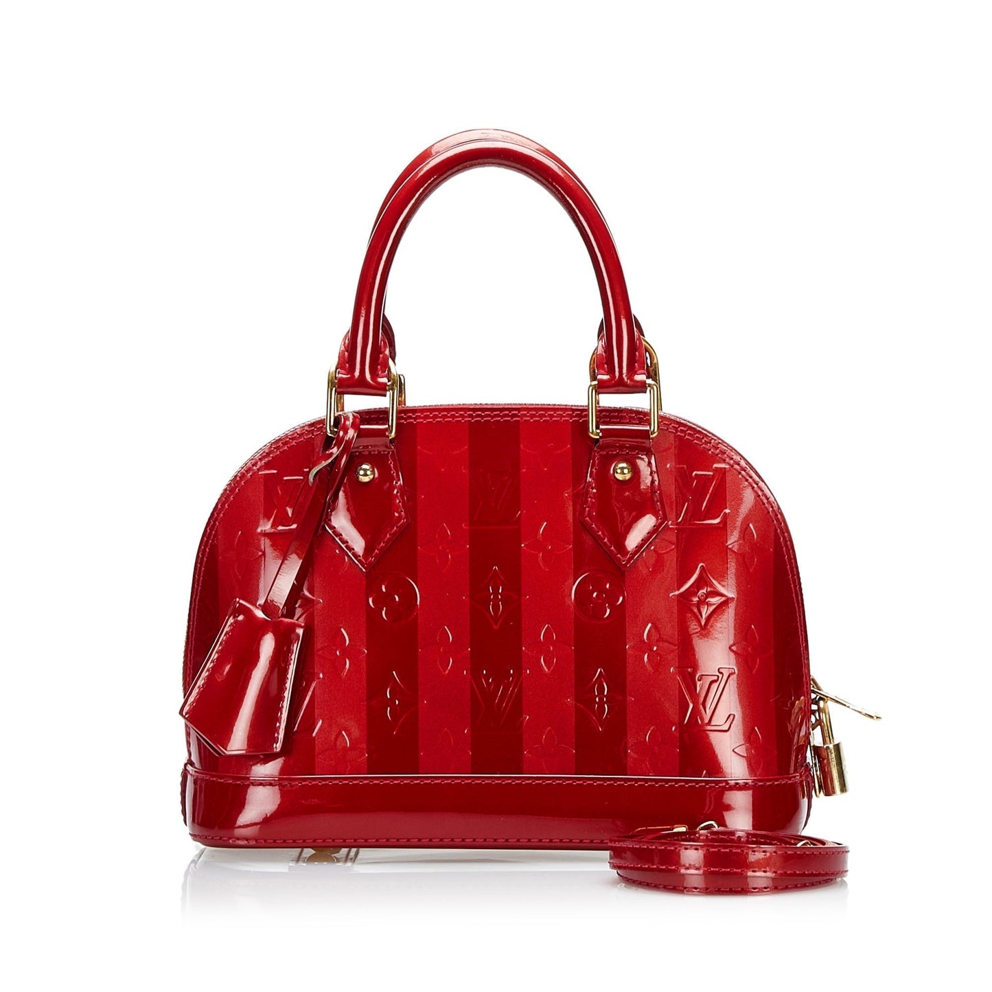 Louis Vuitton Alma BB Red Rayures Monogram Vernis Handbag