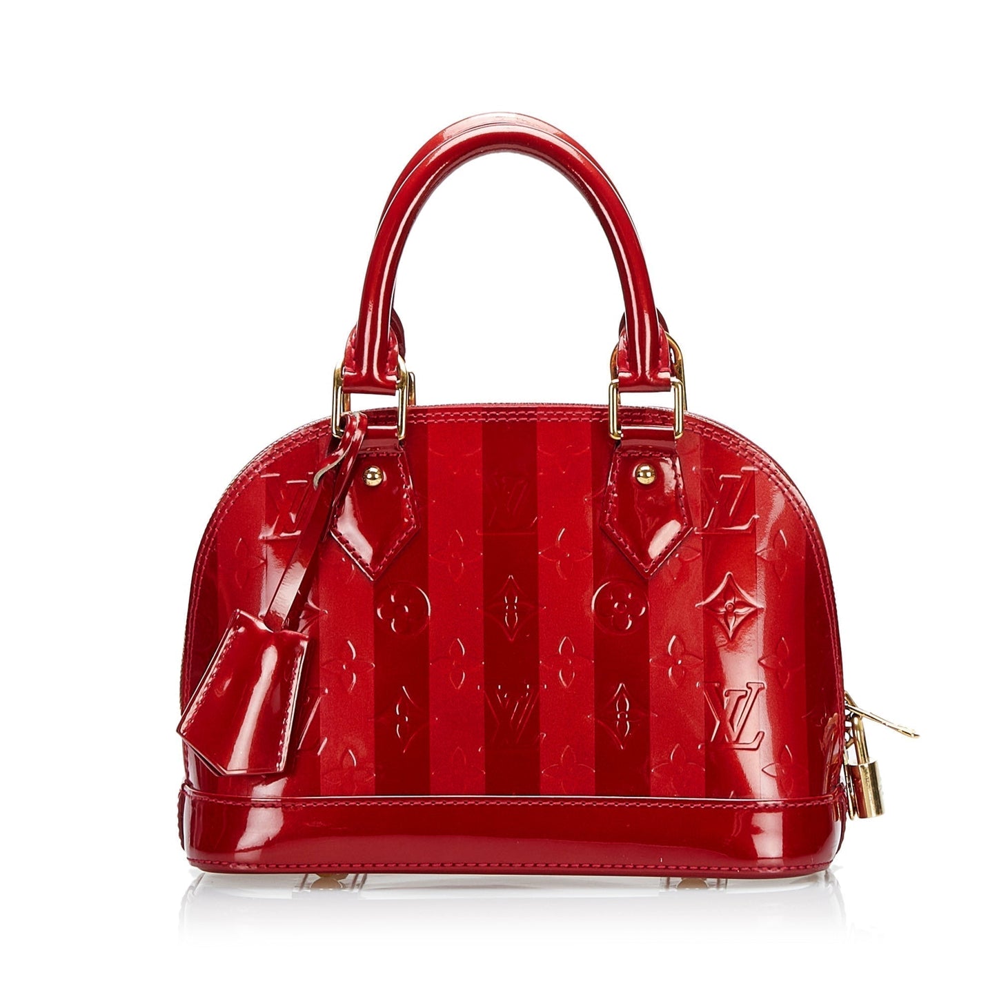 Louis Vuitton Alma BB Red Rayures Monogram Vernis Handbag