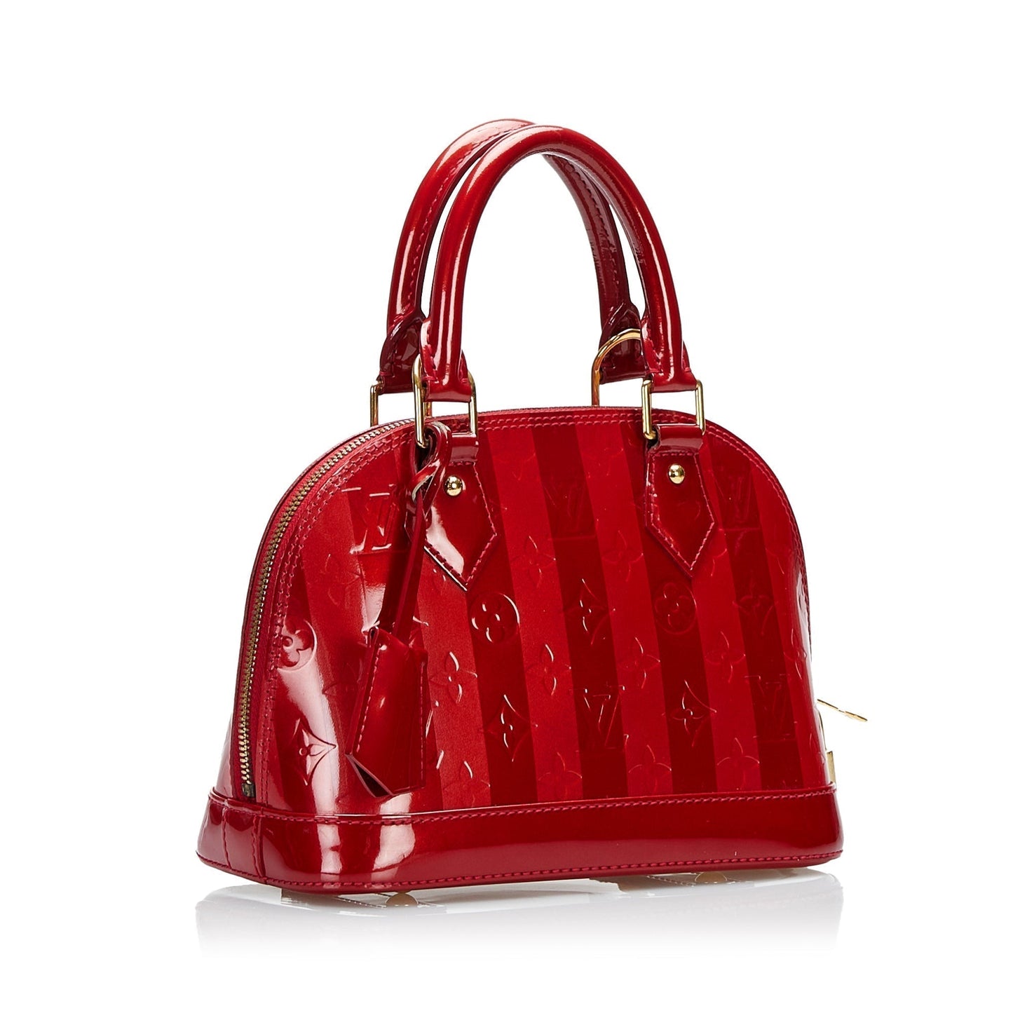 Louis Vuitton Alma BB Red Rayures Monogram Vernis Handbag