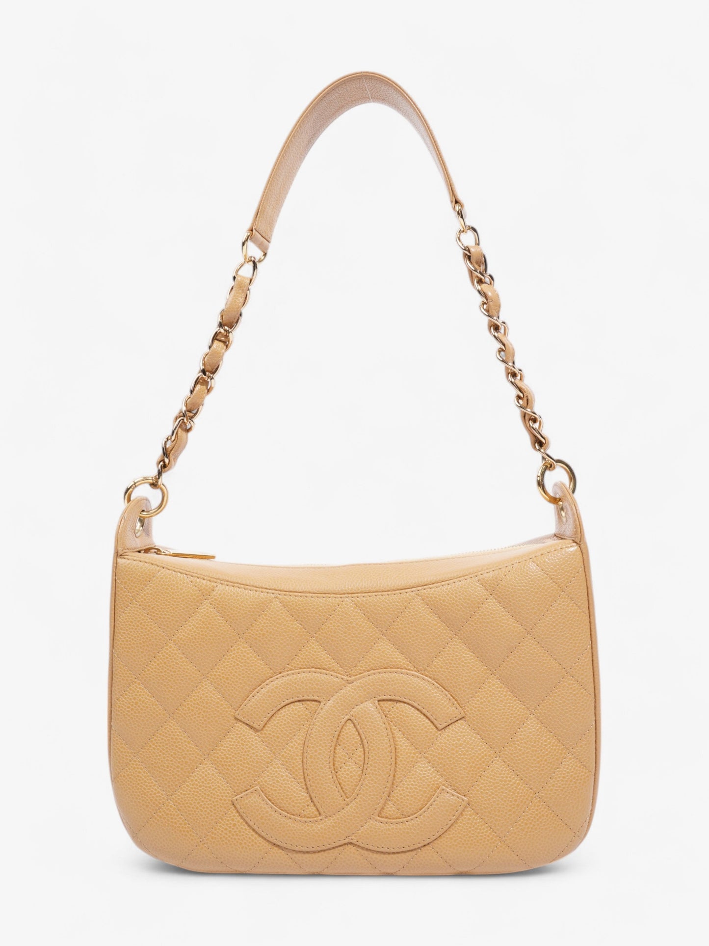 Chanel Timeless CC Shoulder Bag Beige Caviar Leather