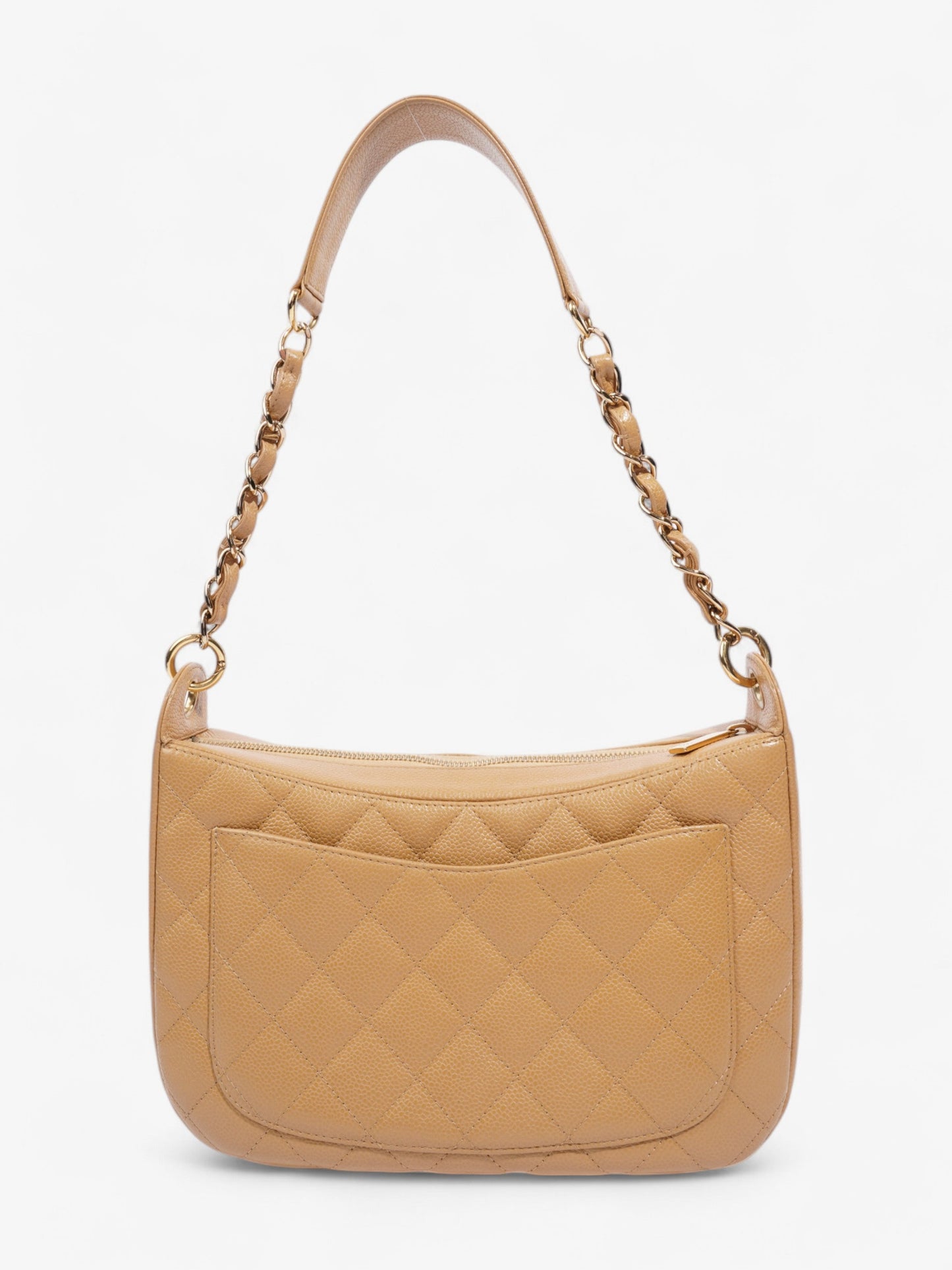 Chanel Timeless CC Shoulder Bag Beige Caviar Leather