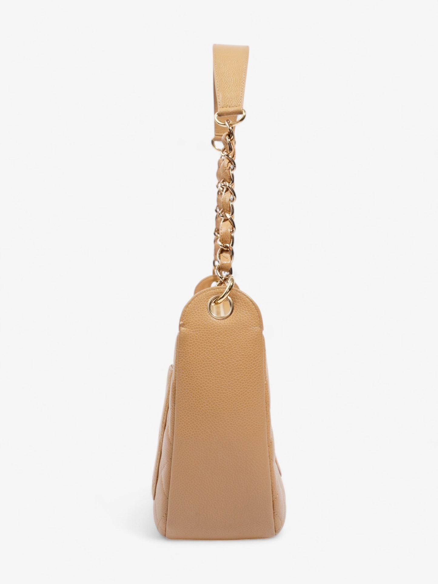 Chanel Timeless CC Shoulder Bag Beige Caviar Leather
