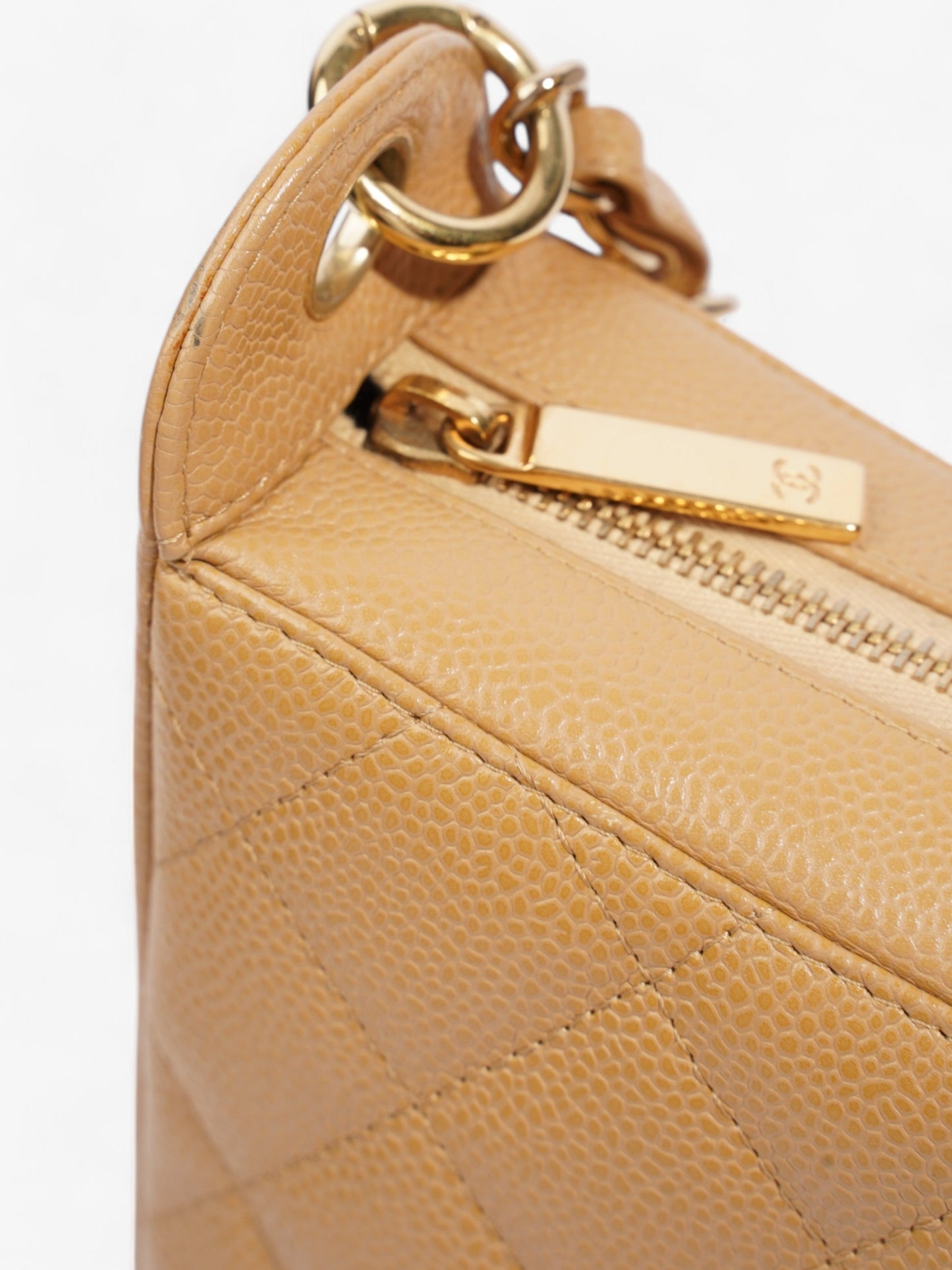 Chanel Timeless CC Shoulder Bag Beige Caviar Leather