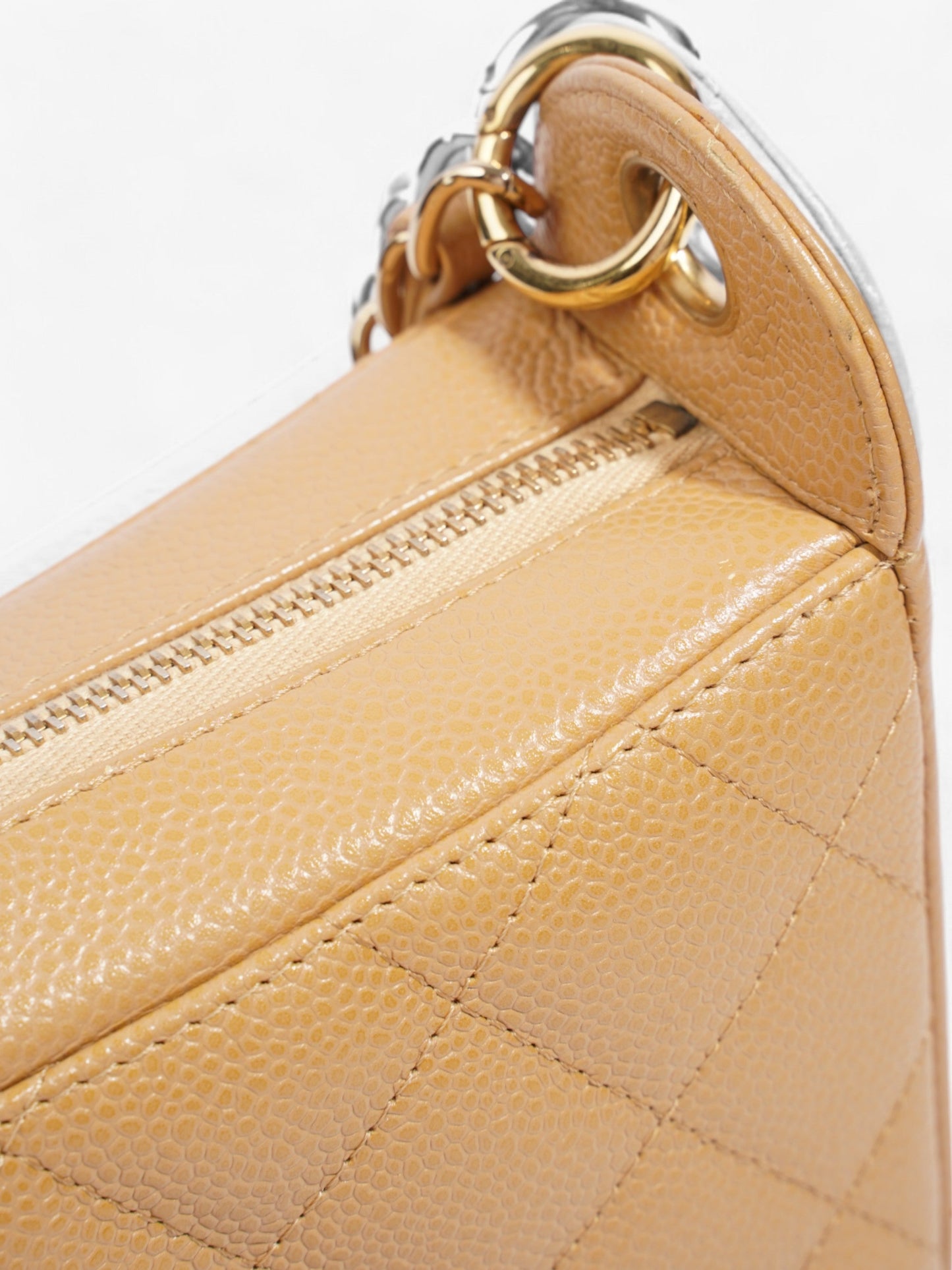 Chanel Timeless CC Shoulder Bag Beige Caviar Leather