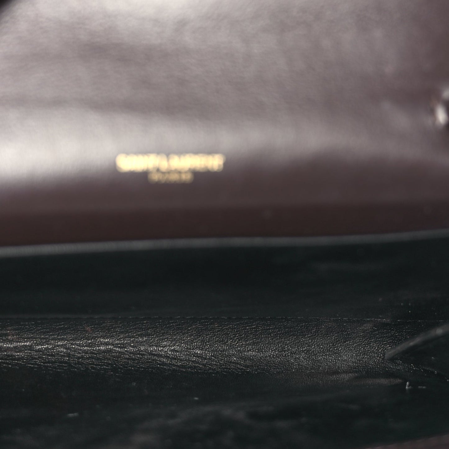 Saint Laurent Patent Uptown Chain Wallet Nut Brown