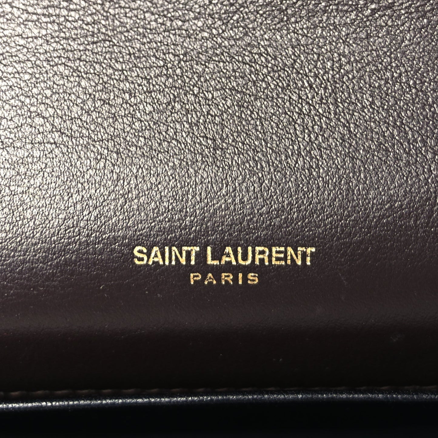 Saint Laurent Patent Uptown Chain Wallet Nut Brown