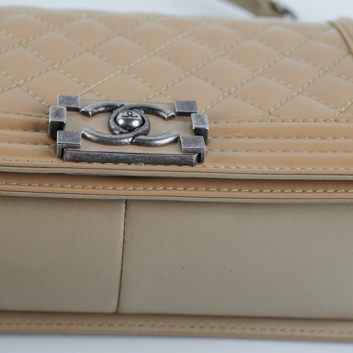Deal of The Week -  Chanel Old Medium Boy Patent Leather Beige