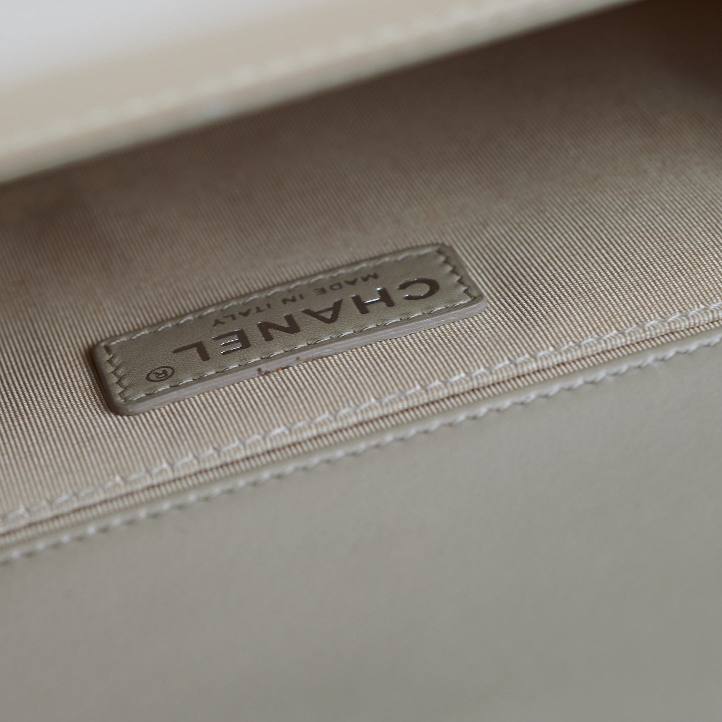 Deal of The Week -  Chanel Old Medium Boy Patent Leather Beige