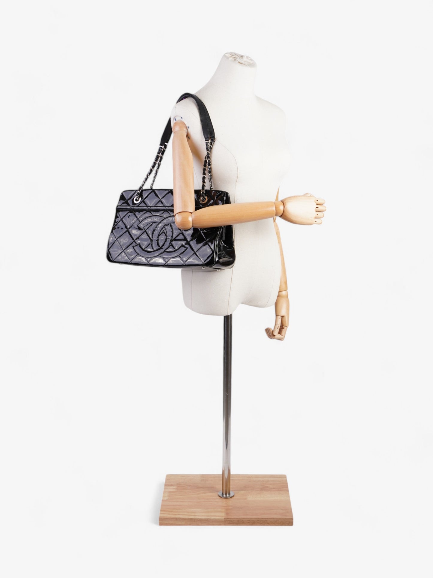 Chanel Timeless CC Shopping Tote Black Patent Leather Medium