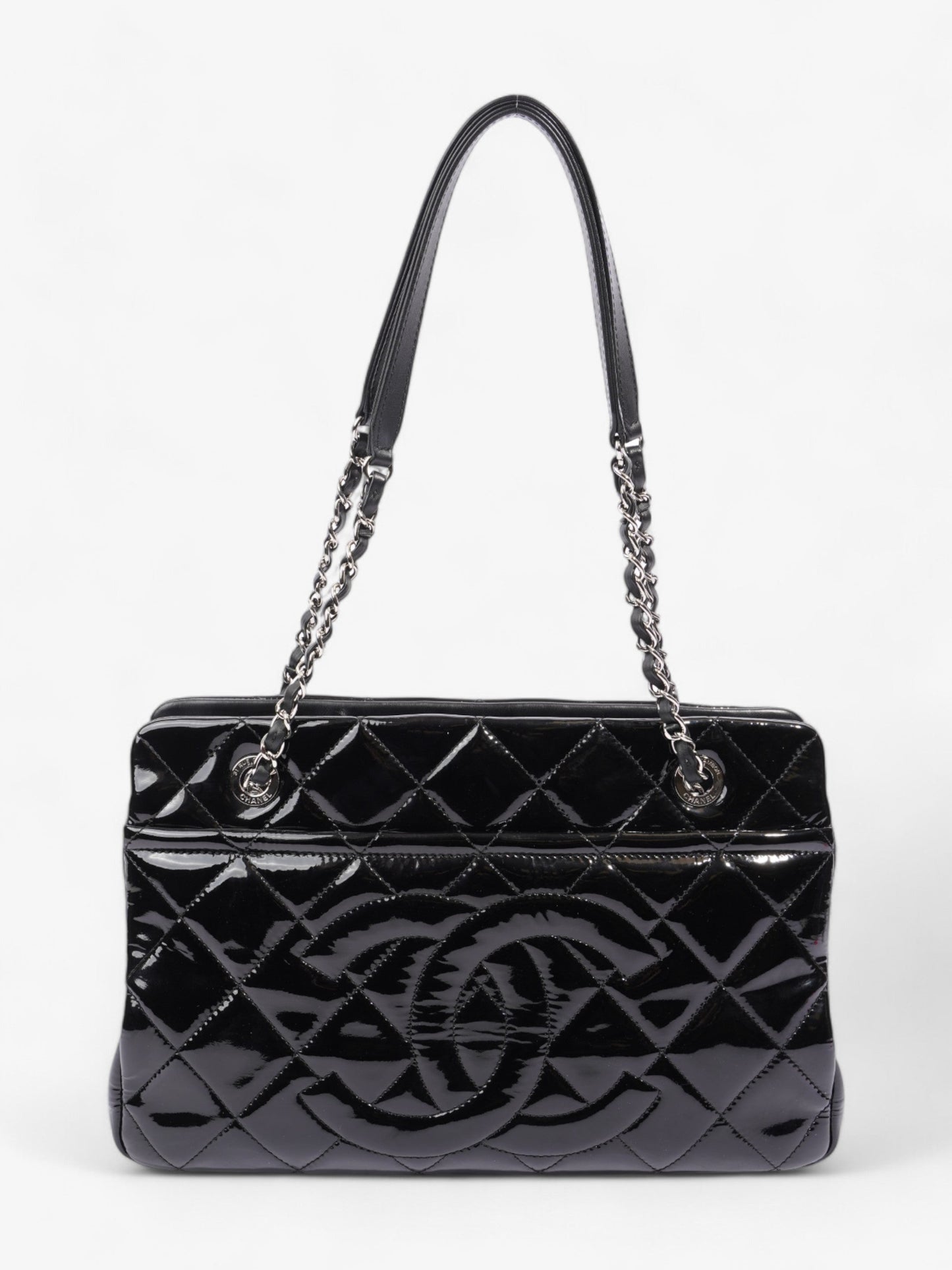Chanel Timeless CC Shopping Tote Black Patent Leather Medium
