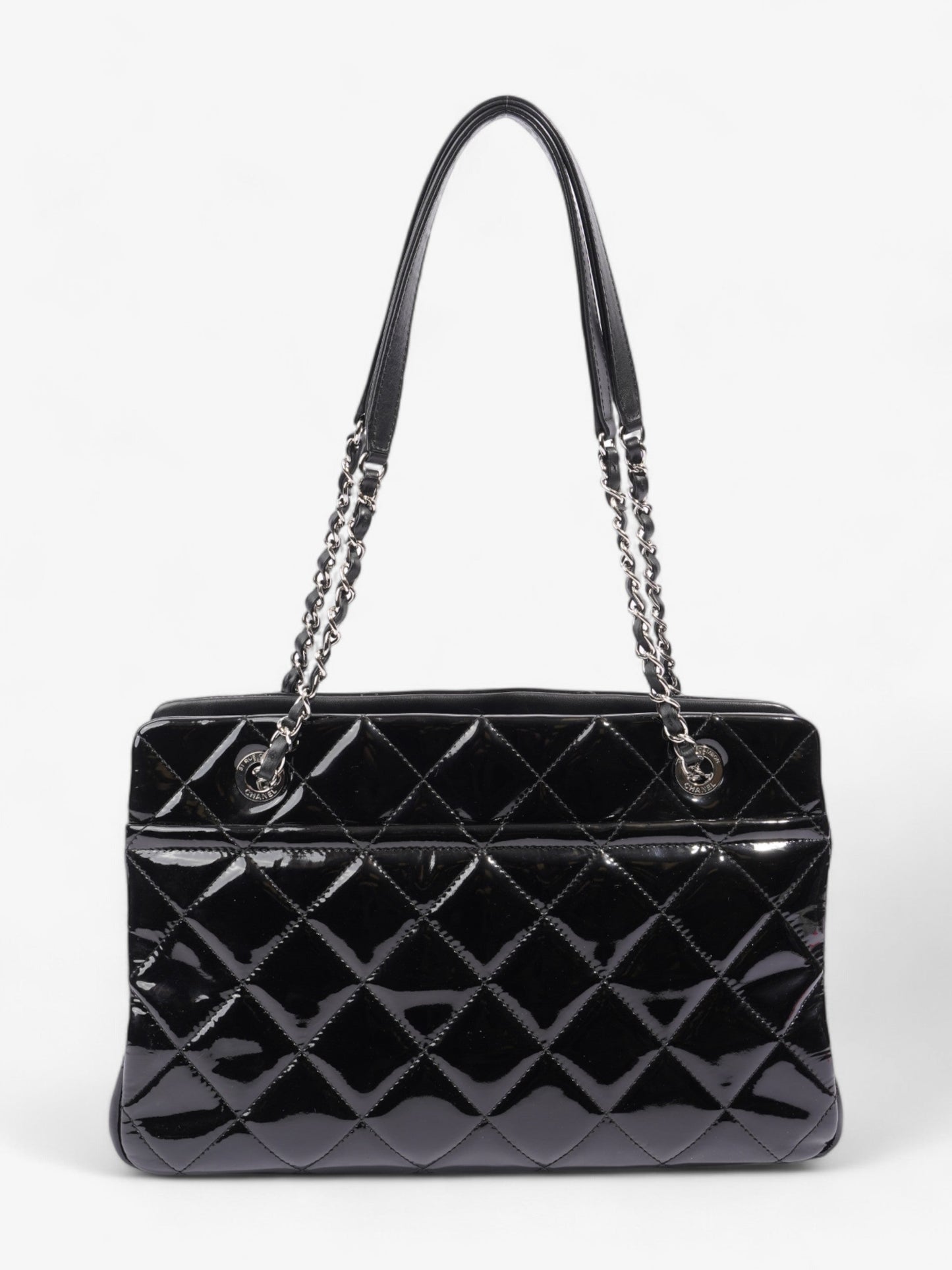 Chanel Timeless CC Shopping Tote Black Patent Leather Medium
