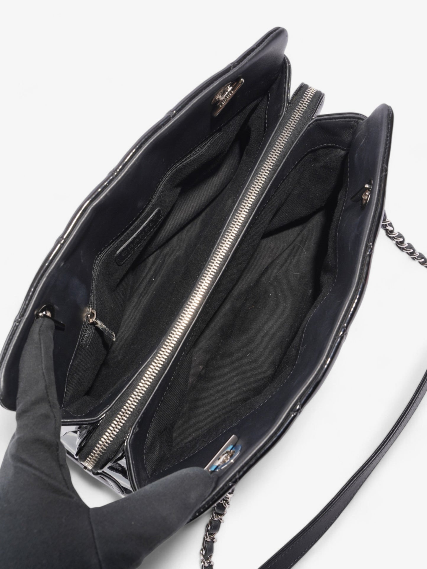 Chanel Timeless CC Shopping Tote Black Patent Leather Medium