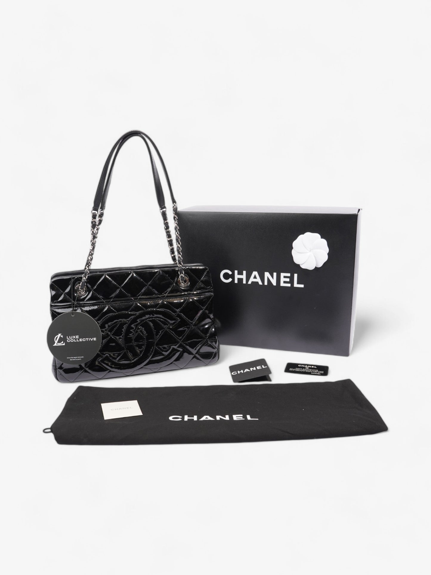 Chanel Timeless CC Shopping Tote Black Patent Leather Medium