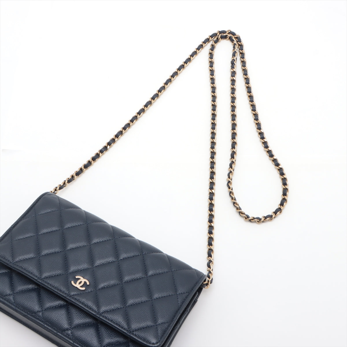 Chanel Caviar Wallet On Chain WOC Navy (microchipped)