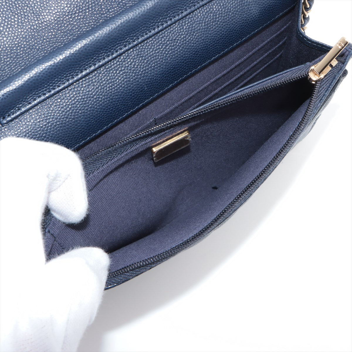 Chanel Caviar Wallet On Chain WOC Navy (microchipped)
