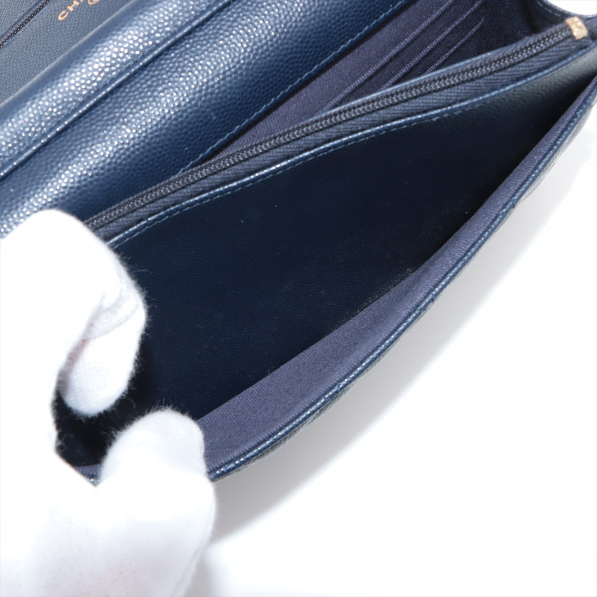 Chanel Caviar Wallet On Chain WOC Navy (microchipped)